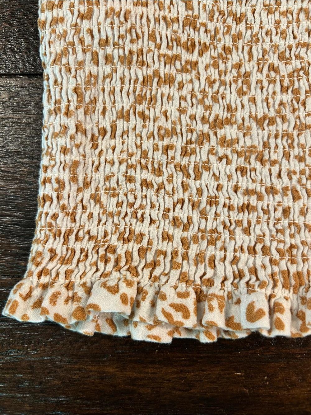 Urban Romantics cheetah print smocked tank top in tan and white - Picture 11 of 11
